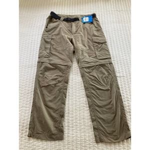 NEW Columbia Kestrel Trail Convertible Pants/Shorts 34x30 Omni Shade 50UPF Tan